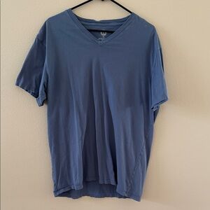 American Giant Men's V-Neck Short Sleeve Tee in Blue